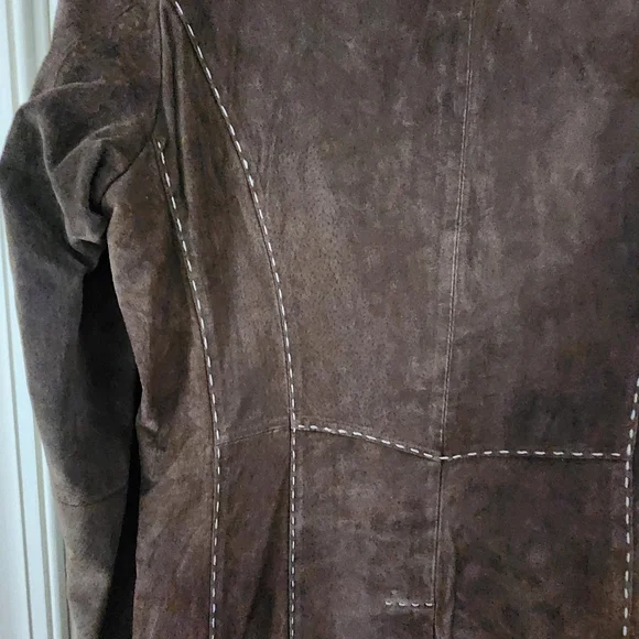 Pamela McCoy Suede Leather Jacket in Rich Brown.pit To Pit 19" - Picture 4 of 8